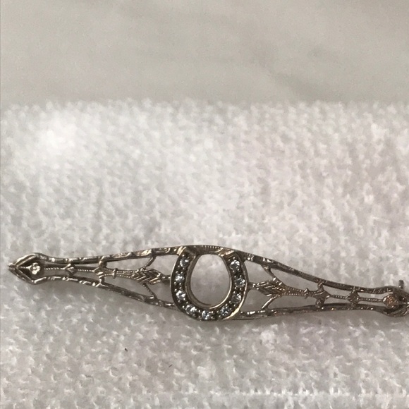Vintage Jewelry - Ornate sterling silver  horseshoe brooch